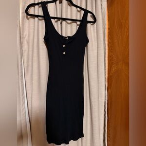 Black Sleeveless Ribbed Dress
